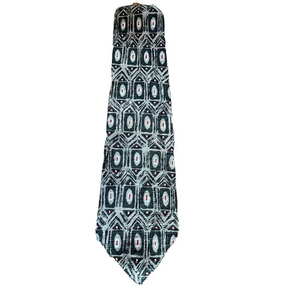 Gianfranco Ruffini Men’s beige Funky Neck Tie Retro Peacock Pattern 100% Silk - Picture 1 of 5